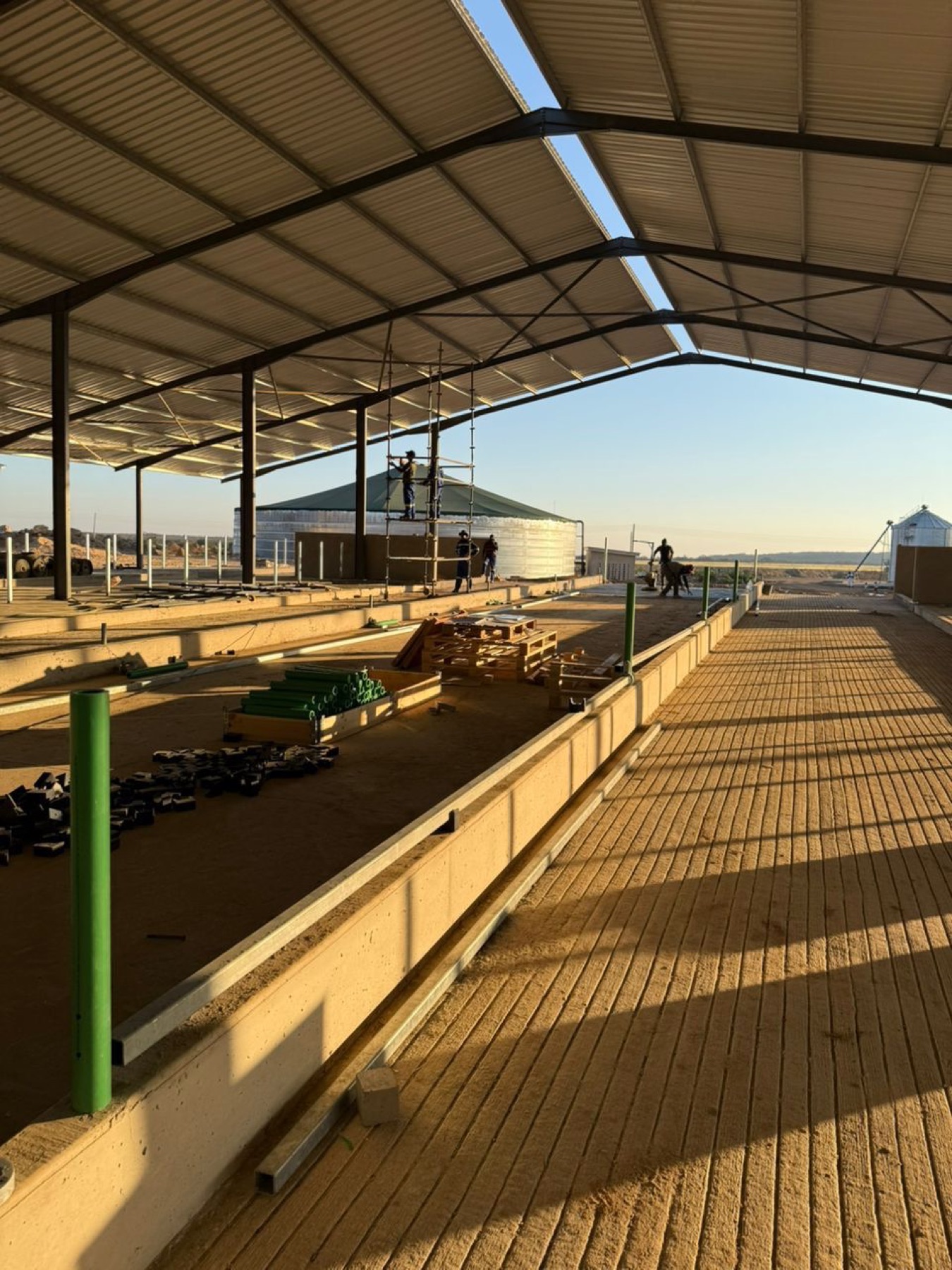 Structural steel shed under construction