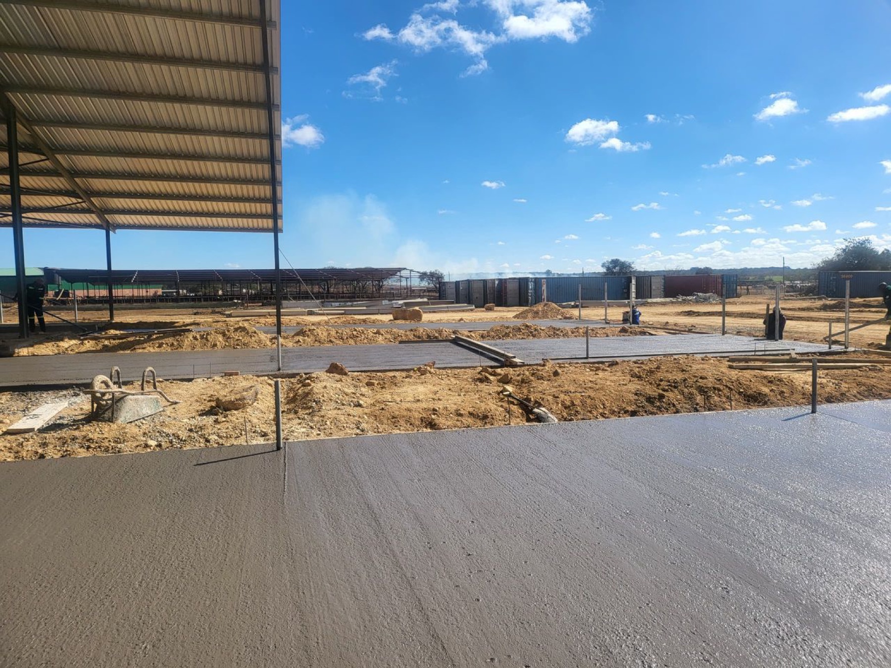 Freshly poured concrete slab