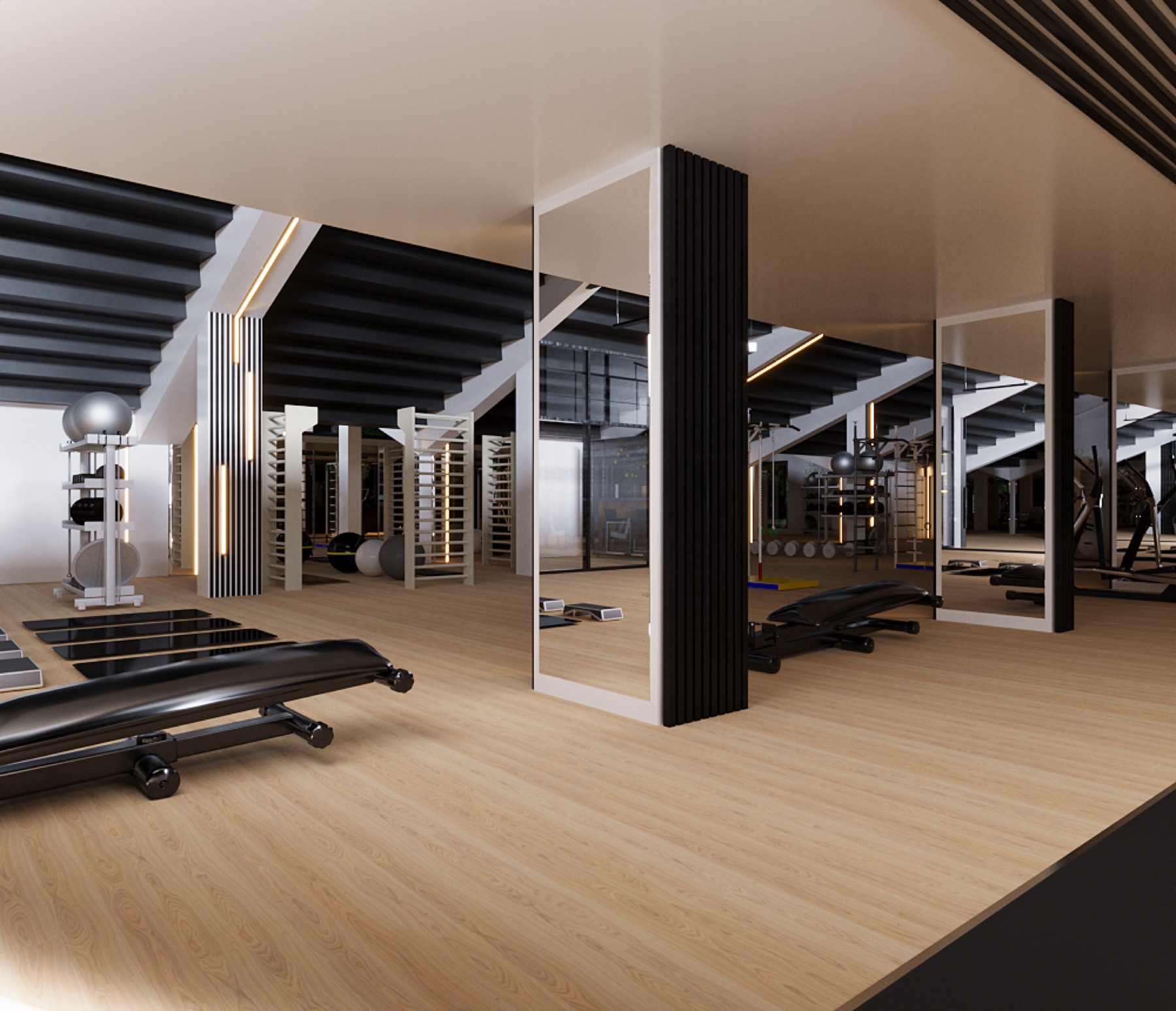 Gym concept — evening lighting mood
